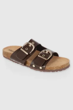 Sandalia dos tiras hebillas redondas