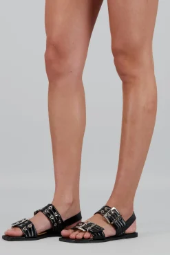 Sandalia hebilla doble eyelets slingback