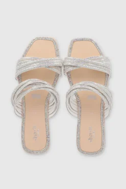 Sandalia multitiras brillos entrelazadas