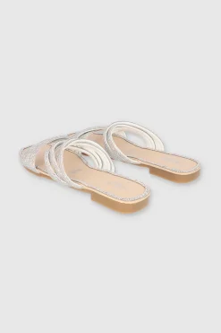 Sandalia multitiras brillos entrelazadas