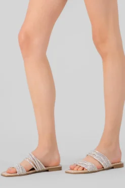 Sandalia multitiras brillos entrelazadas