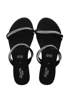 Sandalia pala cintas entrelazadas brillos