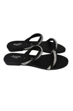 Sandalia pala cintas entrelazadas brillos