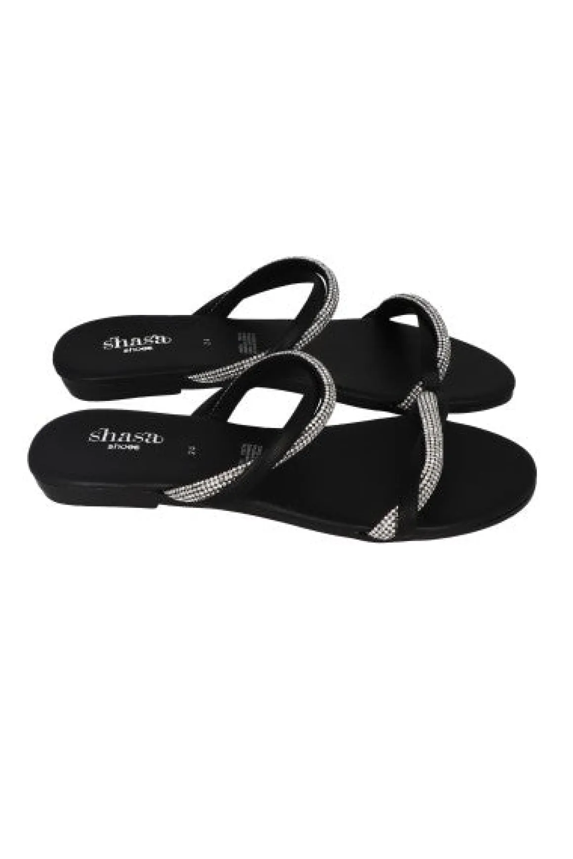 Sandalia pala cintas entrelazadas brillos