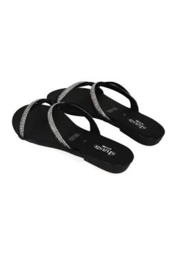 Sandalia pala cintas entrelazadas brillos