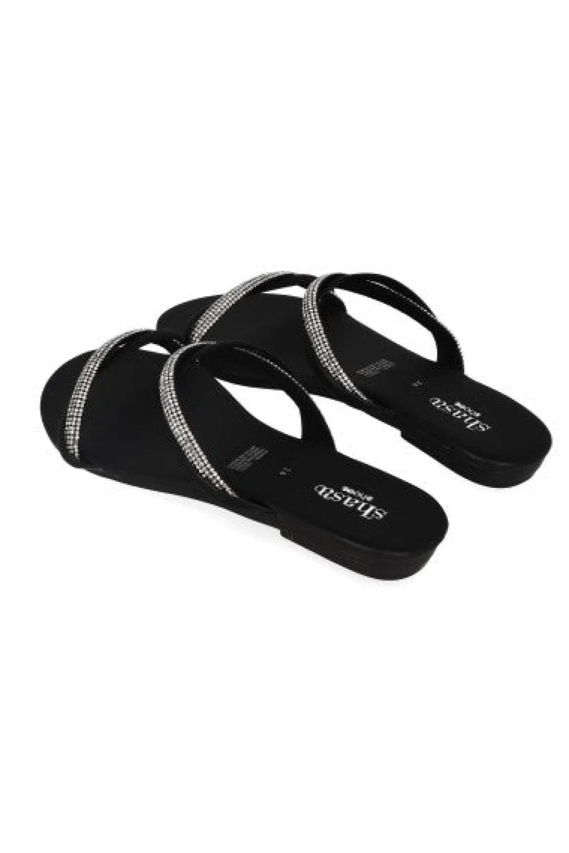 Sandalia pala cintas entrelazadas brillos