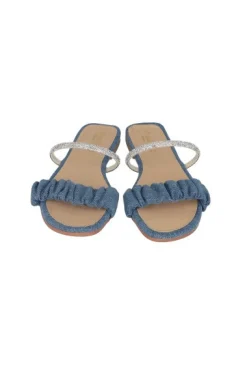 Sandalia Pala Tira Rugosa Brillos