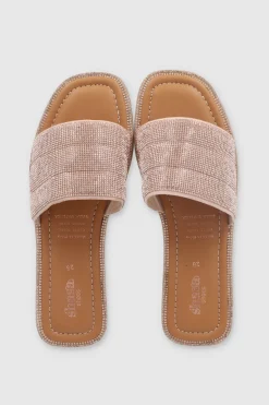 Sandalia Plana Capitonada Brillos