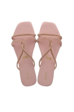 Sandalia Plana Cintas Cruzadas Multi Brillos