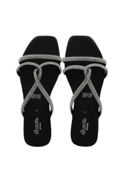 Sandalia Plana Cintas Cruzadas Multi Brillos