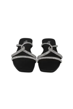 Sandalia Plana Cintas Cruzadas Multi Brillos