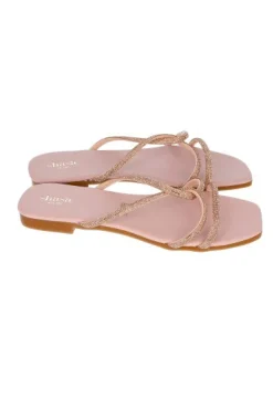 Sandalia Plana Cintas Cruzadas Multi Brillos