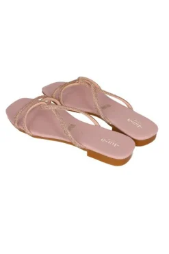 Sandalia Plana Cintas Cruzadas Multi Brillos