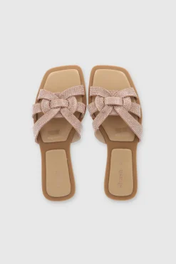 Sandalia Plana Entrelazada Brillos