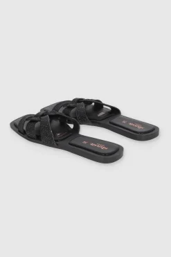 Sandalia Plana Entrelazada Brillos