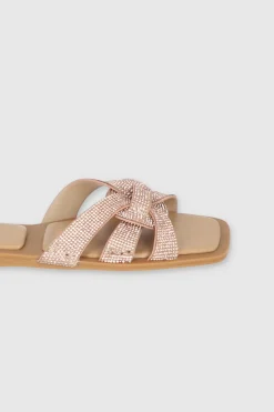 Sandalia Plana Entrelazada Brillos