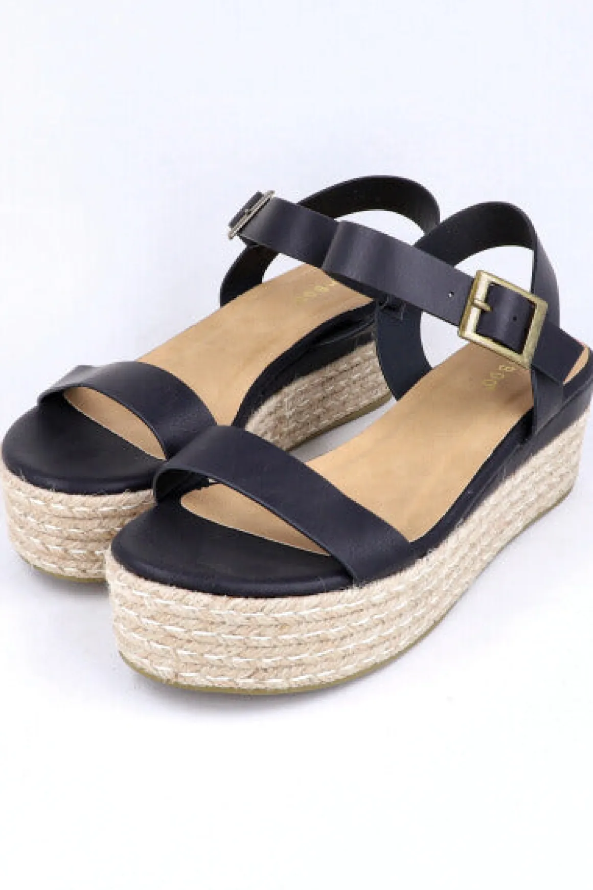 Sandalia plana plataforma yute