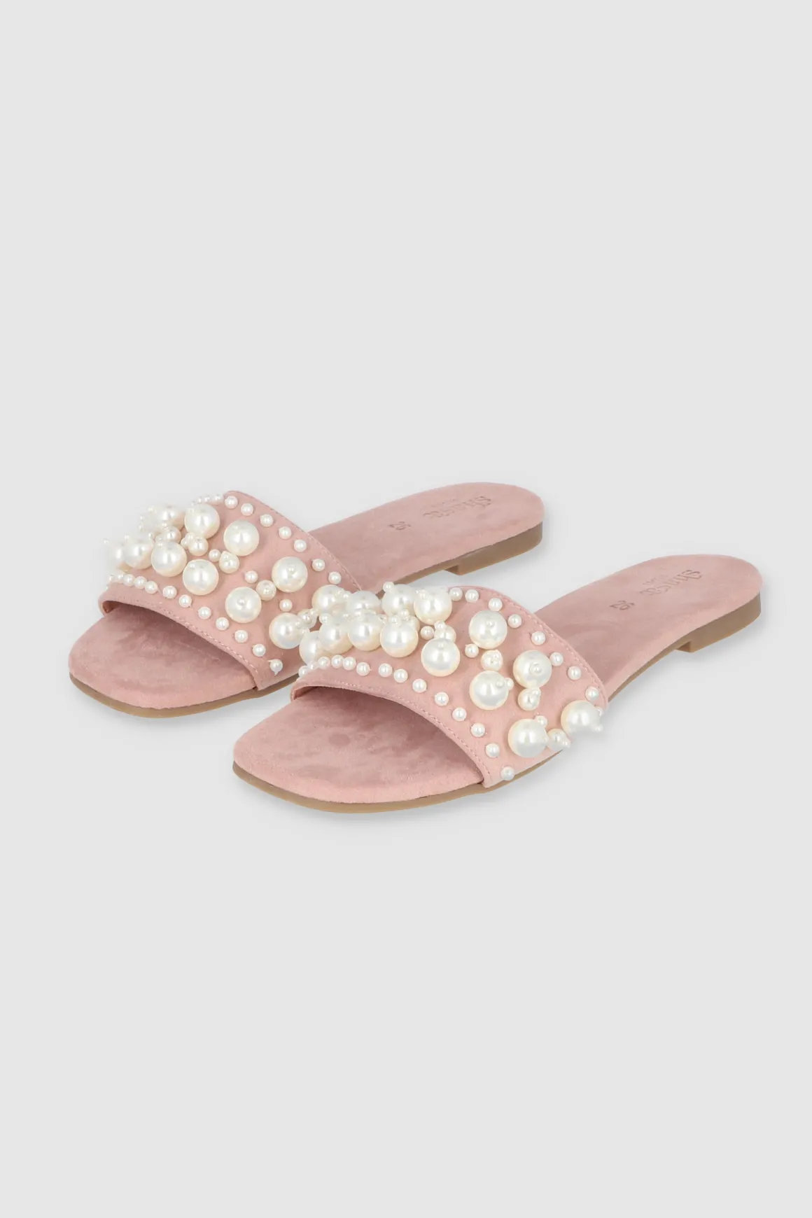 Sandalia Plana Tercipelo Perlas