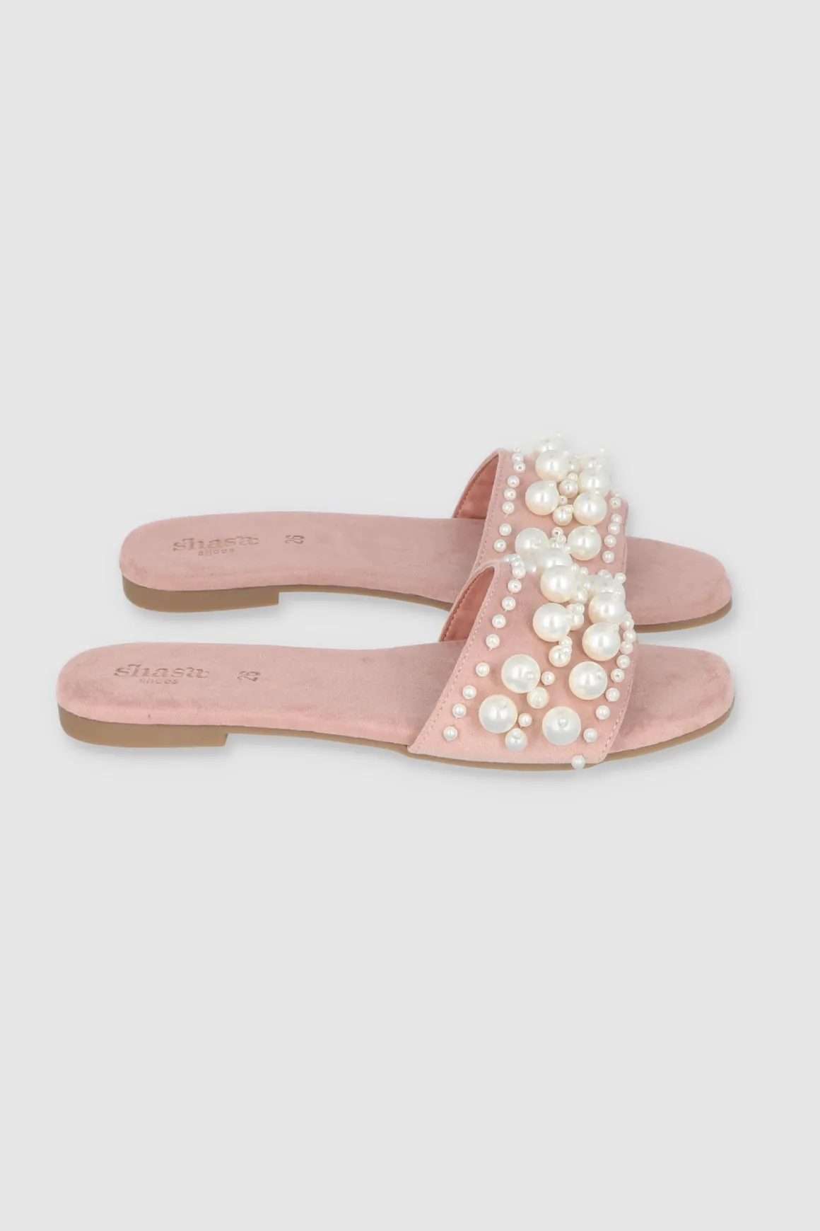 Sandalia Plana Tercipelo Perlas