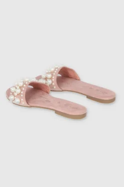 Sandalia Plana Tercipelo Perlas