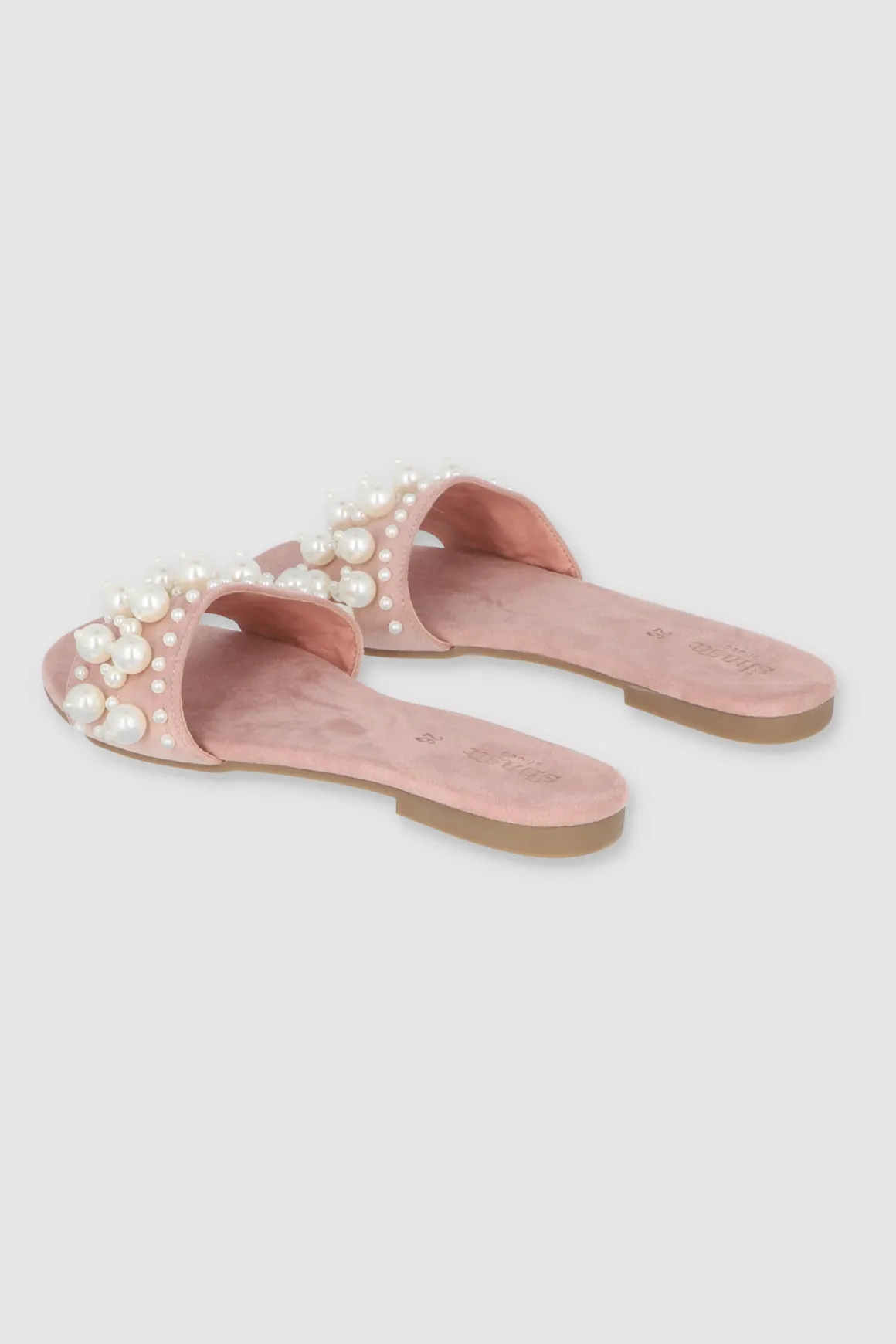 Sandalia Plana Tercipelo Perlas