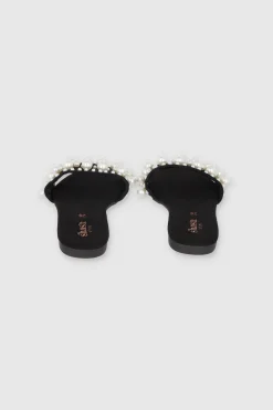 Sandalia Plana Tercipelo Perlas