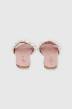 Sandalia Plana Tercipelo Perlas