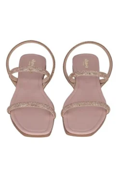 Sandalia plana tiras brillos