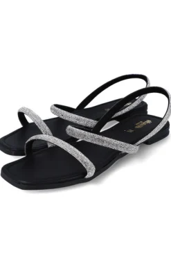 Sandalia plana tiras brillos