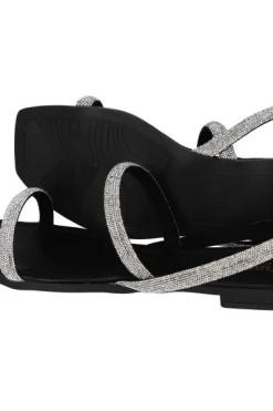 Sandalia plana tiras brillos