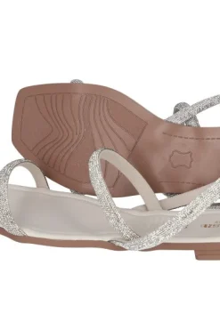 Sandalia plana tiras brillos