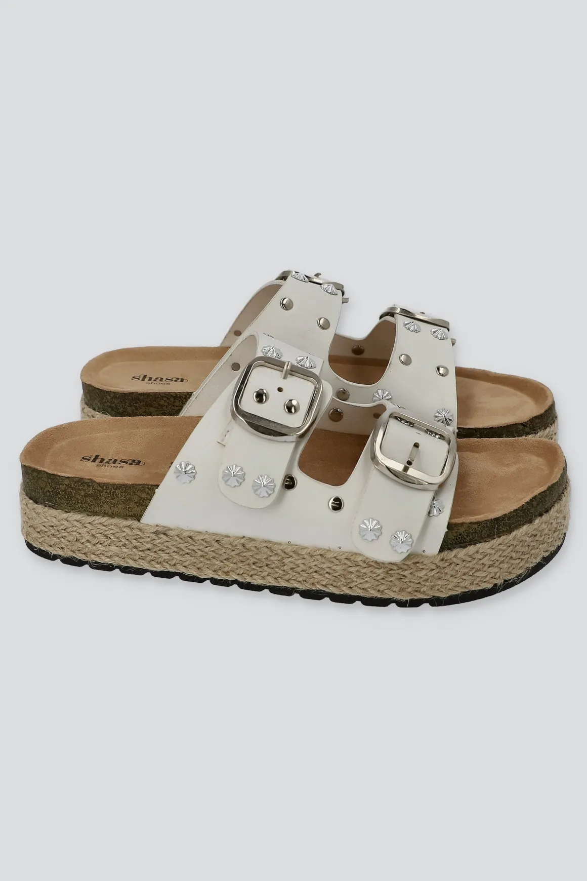 Sandalia plataforma yute dos tiras studs