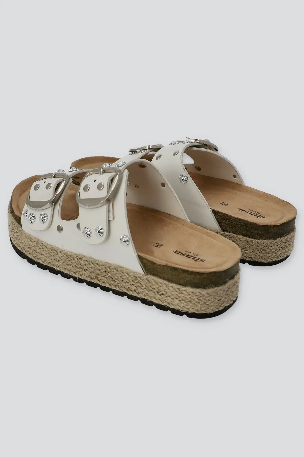 Sandalia plataforma yute dos tiras studs