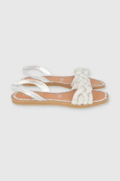 Sandalia slingback trenza brillos