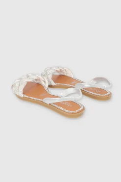 Sandalia slingback trenza brillos