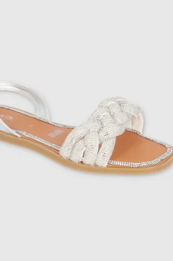 Sandalia slingback trenza brillos
