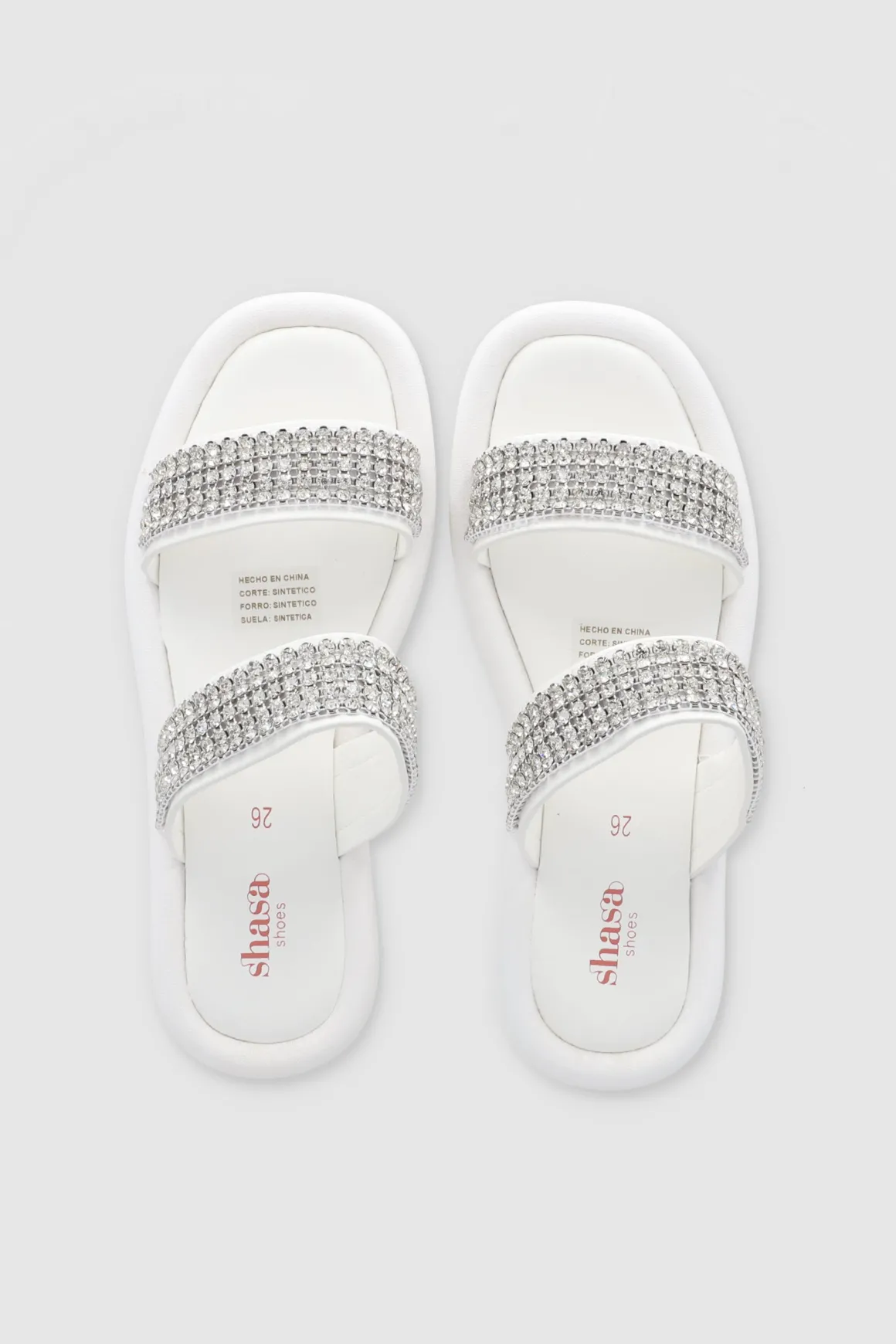 Sandalia Suela Ancha Dos Tiras Brillos Grandes