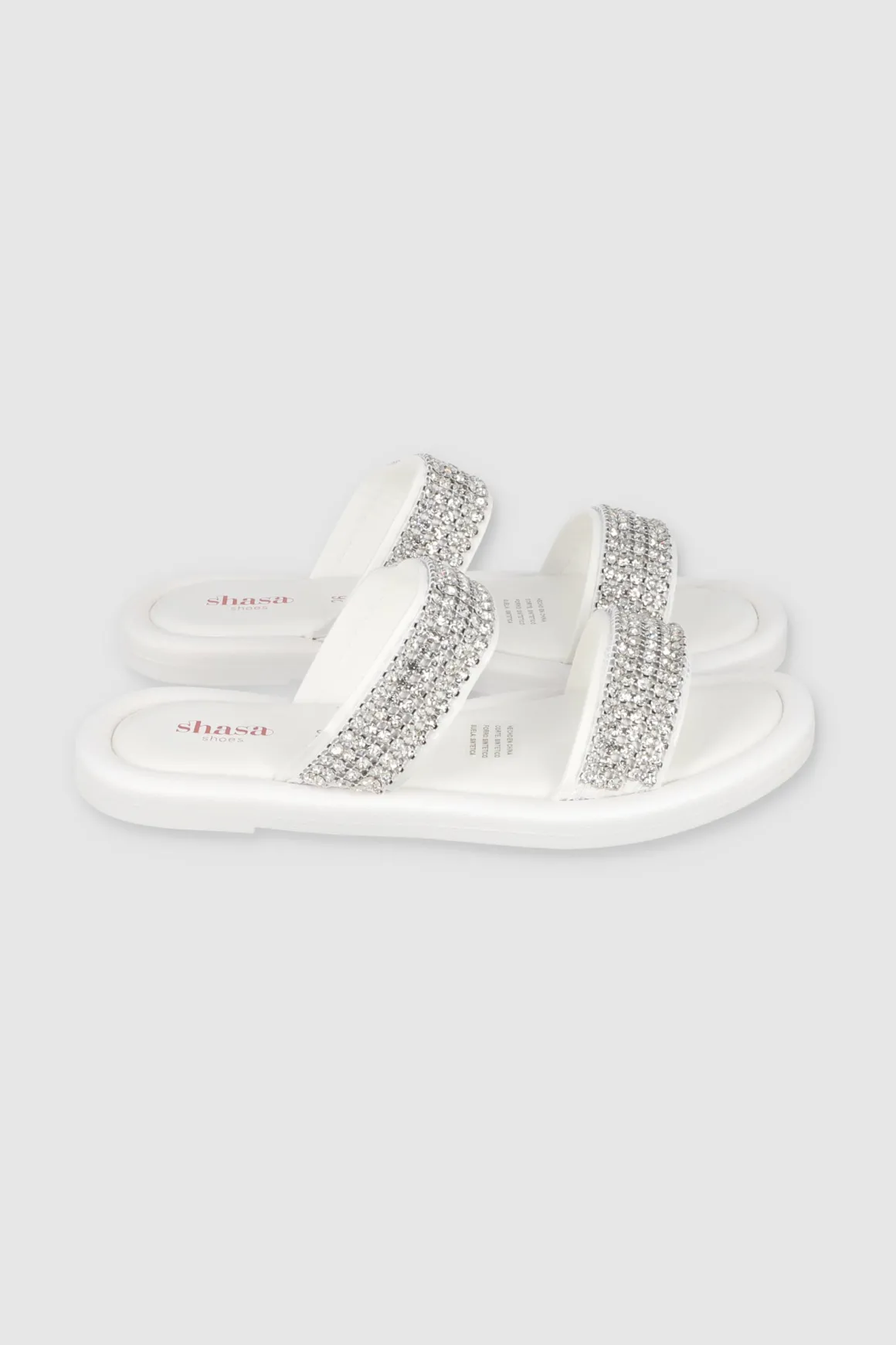 Sandalia Suela Ancha Dos Tiras Brillos Grandes