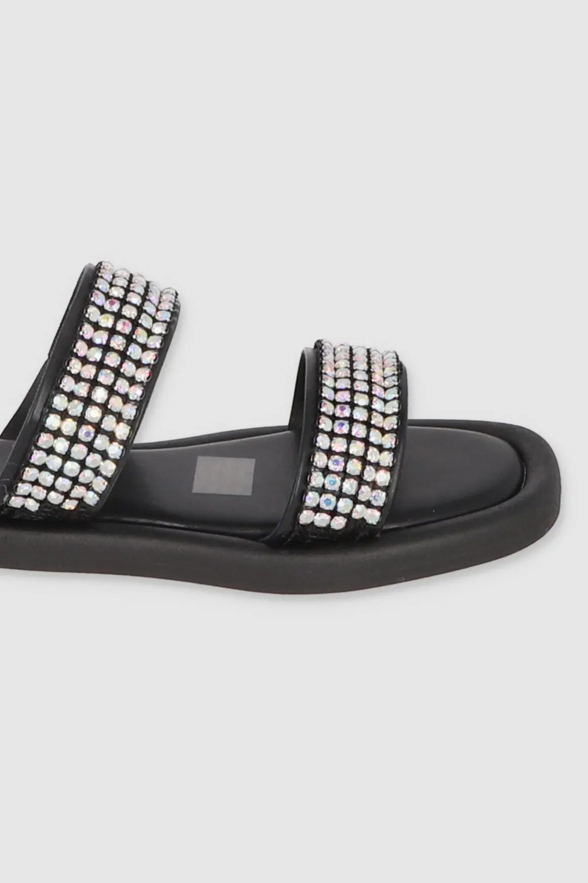 Sandalia Suela Ancha Dos Tiras Brillos Grandes