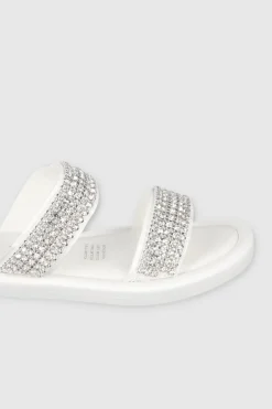 Sandalia Suela Ancha Dos Tiras Brillos Grandes