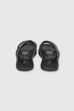 Sandalia Suela Ancha Tira Gruesas Brillos