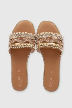 Sandalia tejida cuentas