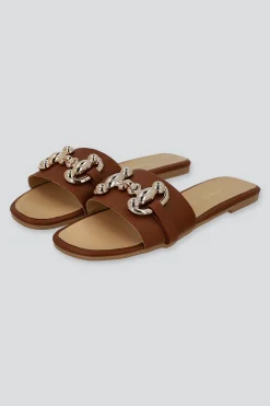 Sandalia tira ancha aplicación eslabon grande