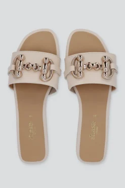 Sandalia tira ancha aplicación eslabon grande