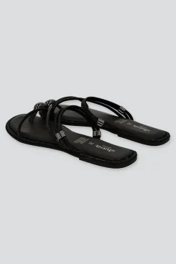 Sandalia tira ancha brillos detalle dedo