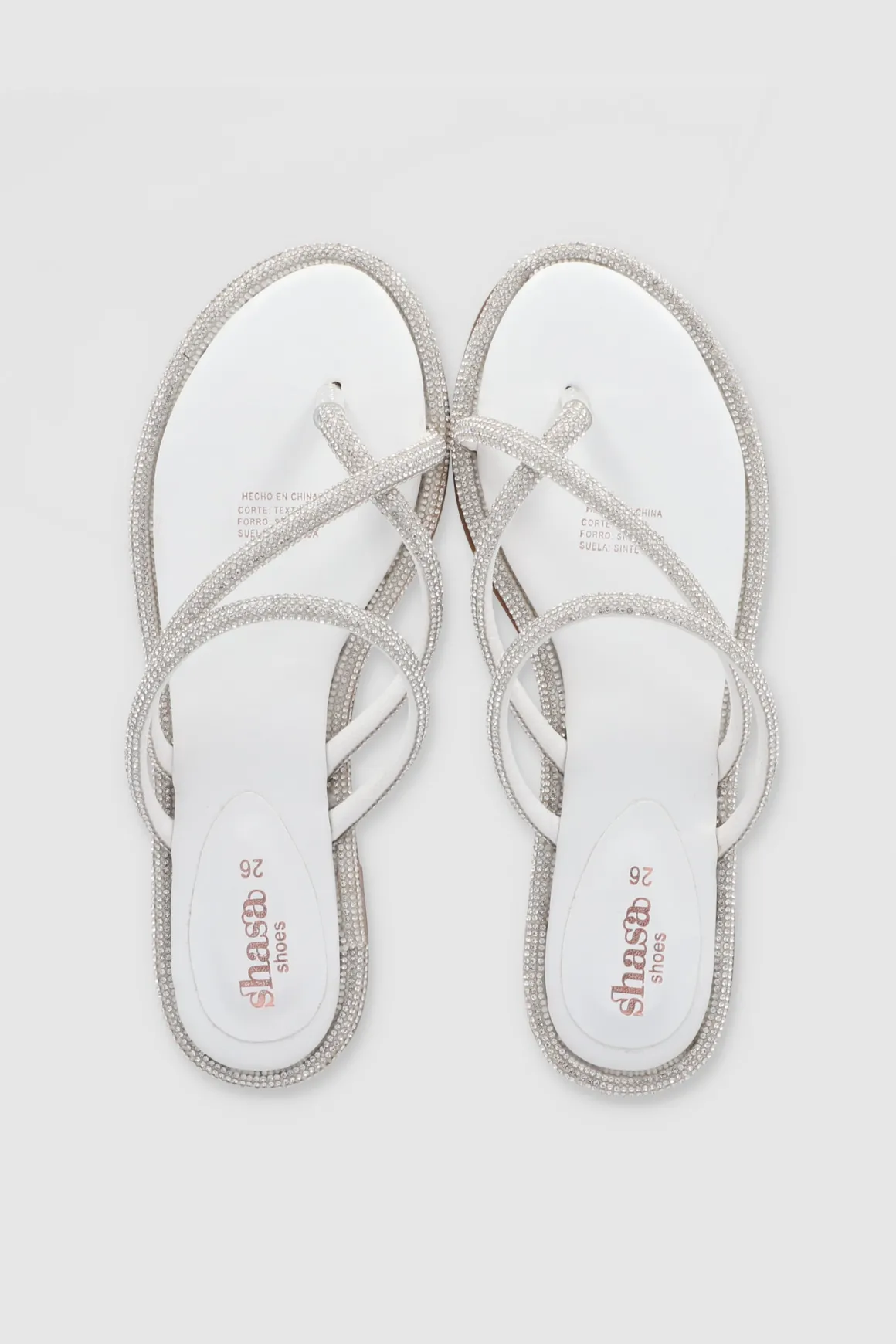 Sandalia tira brillos grueso dedu cruzado