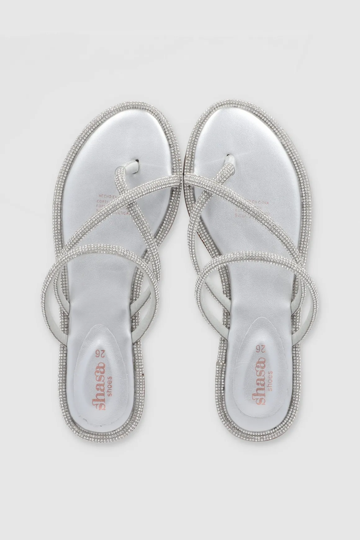 Sandalia tira brillos grueso dedu cruzado