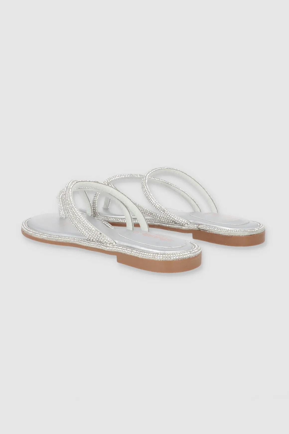 Sandalia tira brillos grueso dedu cruzado