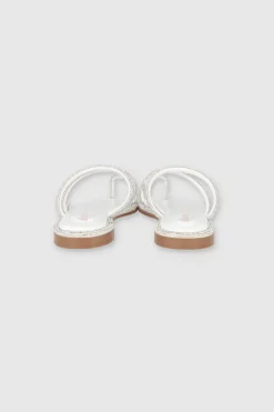 Sandalia tira brillos grueso dedu cruzado