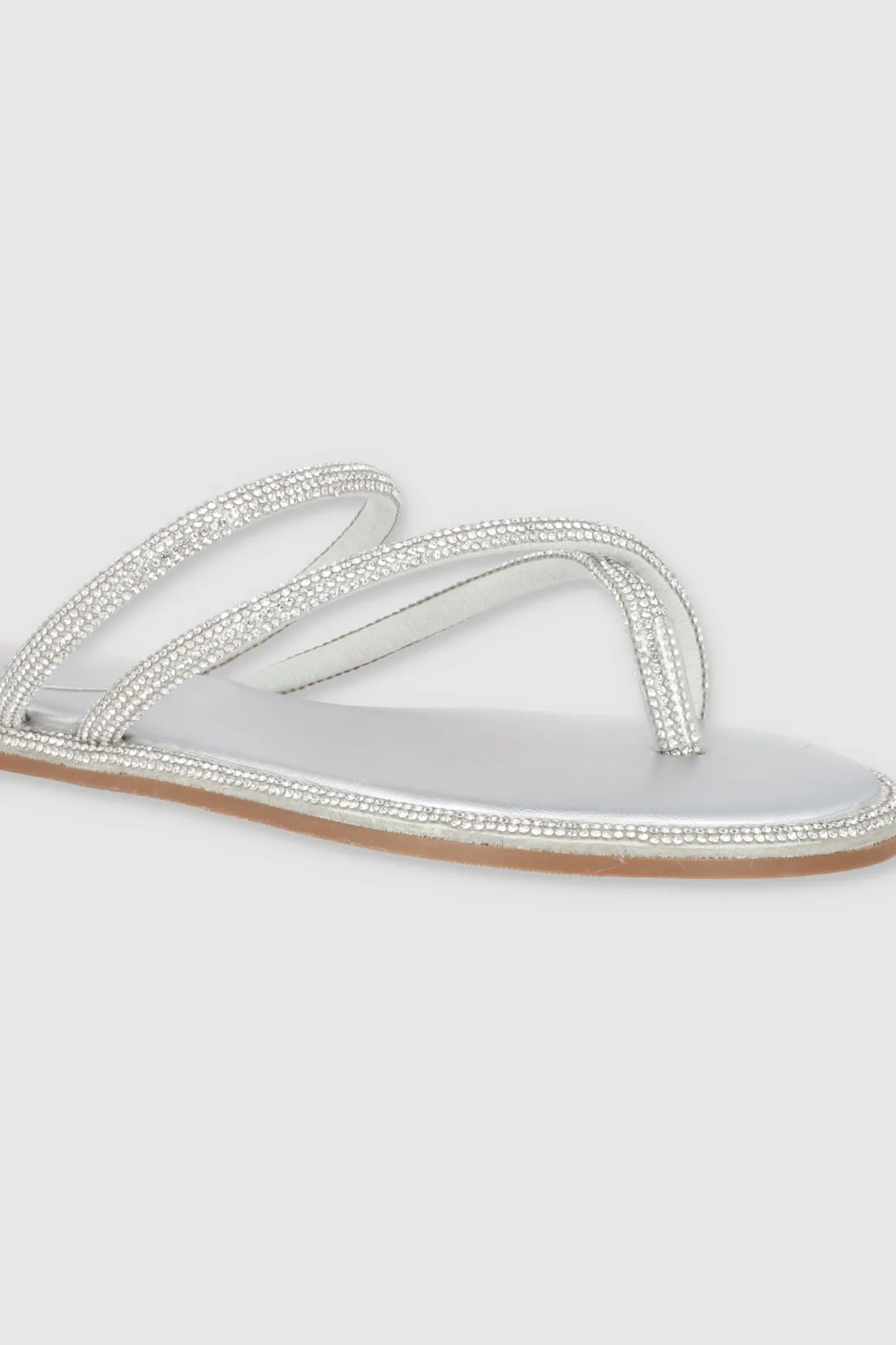 Sandalia tira brillos grueso dedu cruzado